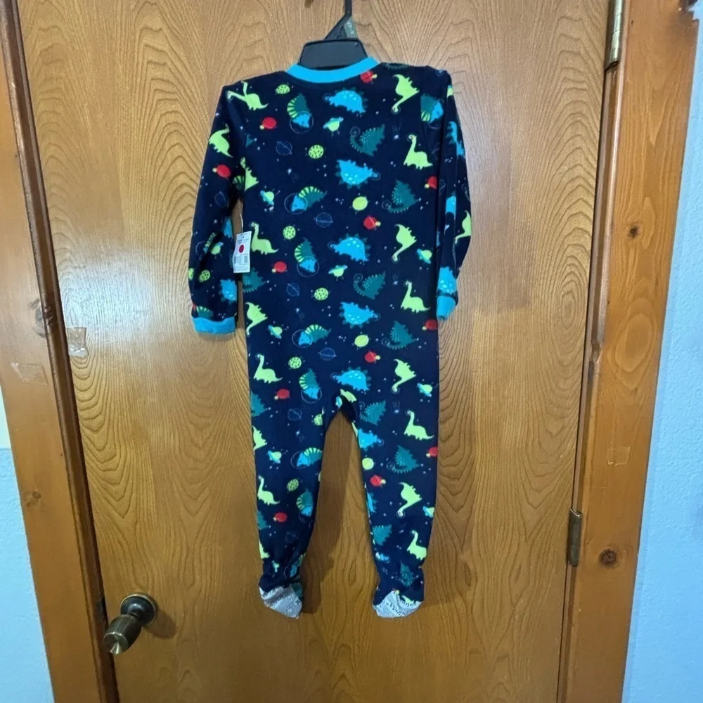 Kidgets Dinosaur Plush Fleece Pajama Sleepers with Feet 3T